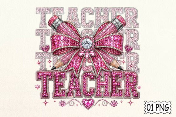 Back to School Bling Pencil Bow Png