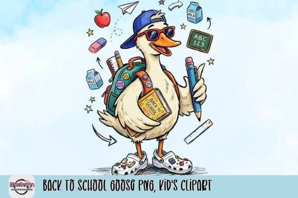 Back to School Goose PNG, Kid s Clipart