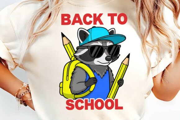 Back to School Raccoon Sublimation PNG