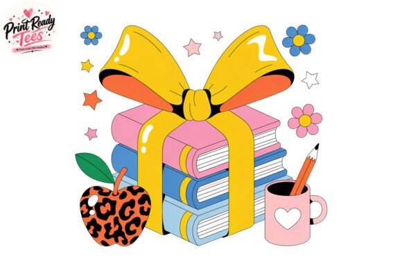 Bow Books and Pencil Back to School PNG
