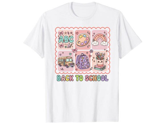 Cute School Icons Back to School T-Shirt Design
