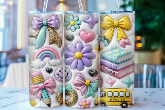 Inflated Back to School Tumbler Wrap PNG