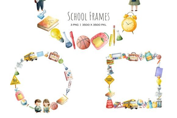 Watercolor Back to School Frame 3 PNG: A Strategic Asset for Visual Planning and Branding